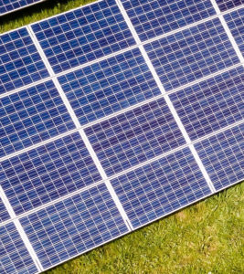 Second part of solar panels in meadow